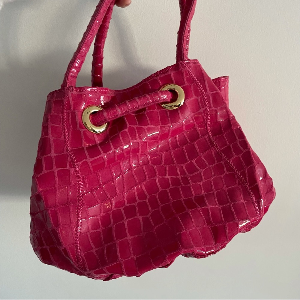 Carlos falchi pink leather drawstring bucket bag - Picture 4 of 14